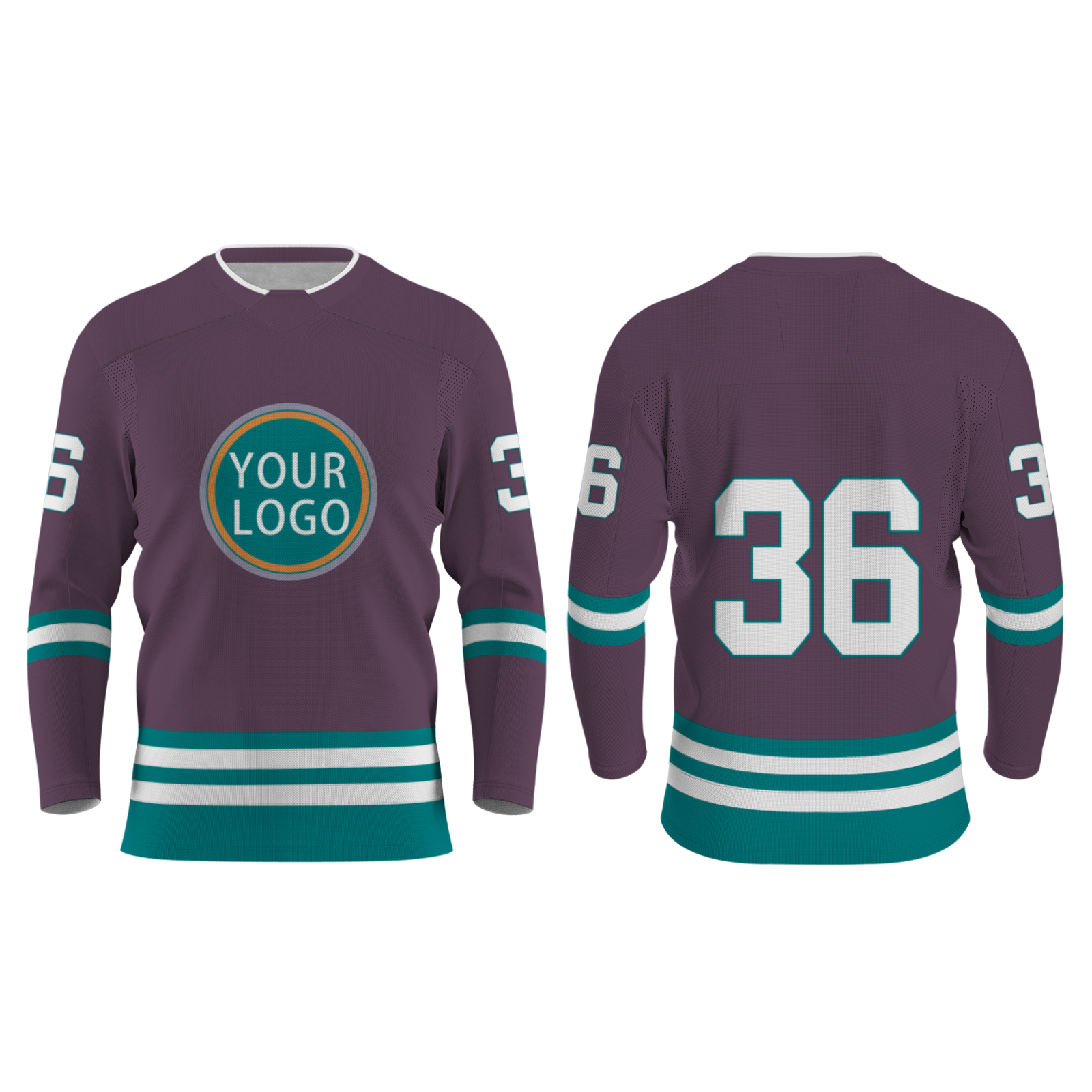 Custom Purple Gem Blue Orange - White Classical Style Hockey Jersey