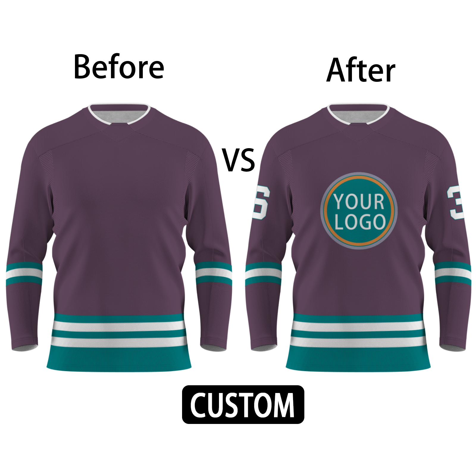 Custom Purple Gem Blue Orange - White Classical Style Hockey Jersey