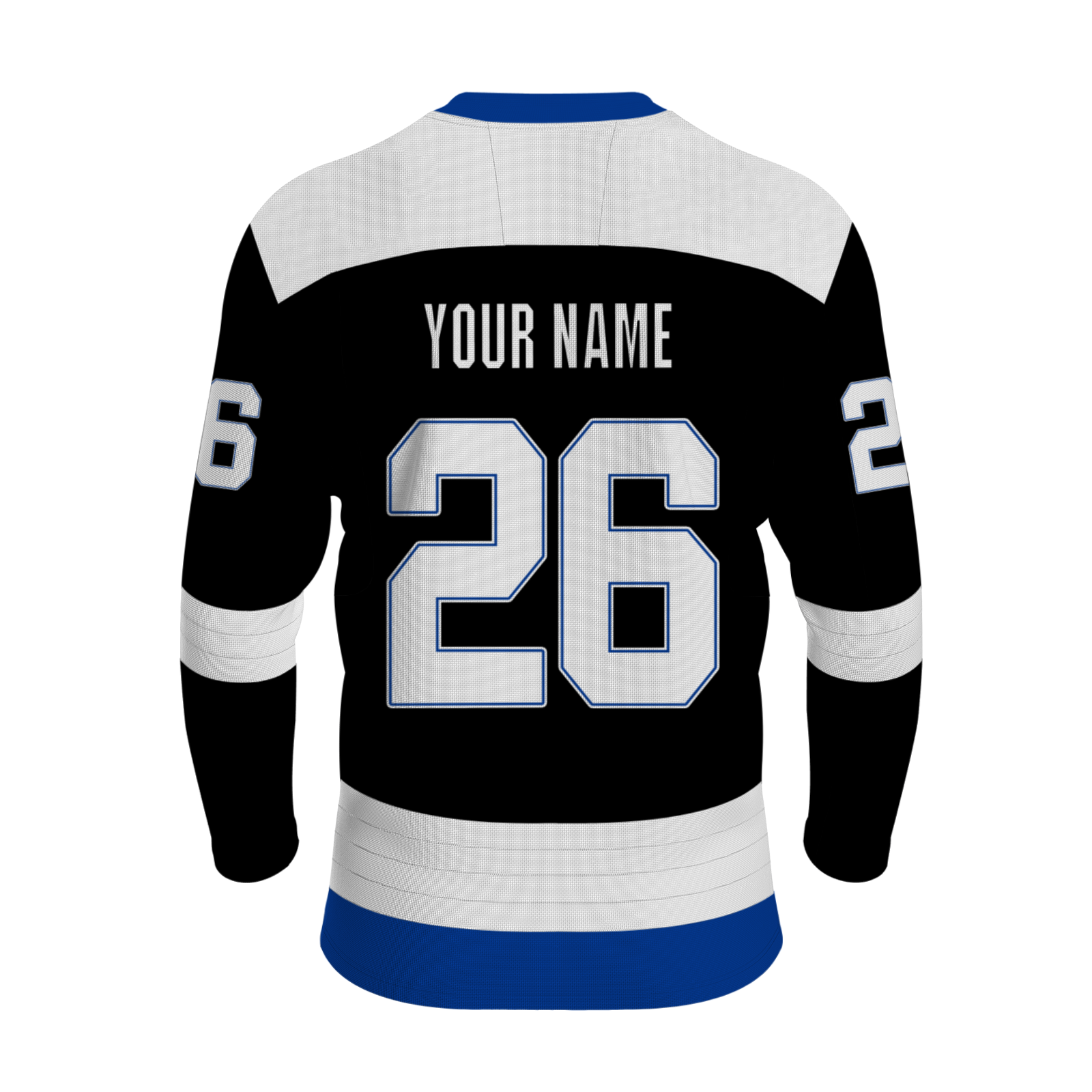 Custom Black White - Blue Personalized Fashion Classical Style Hockey Jersey