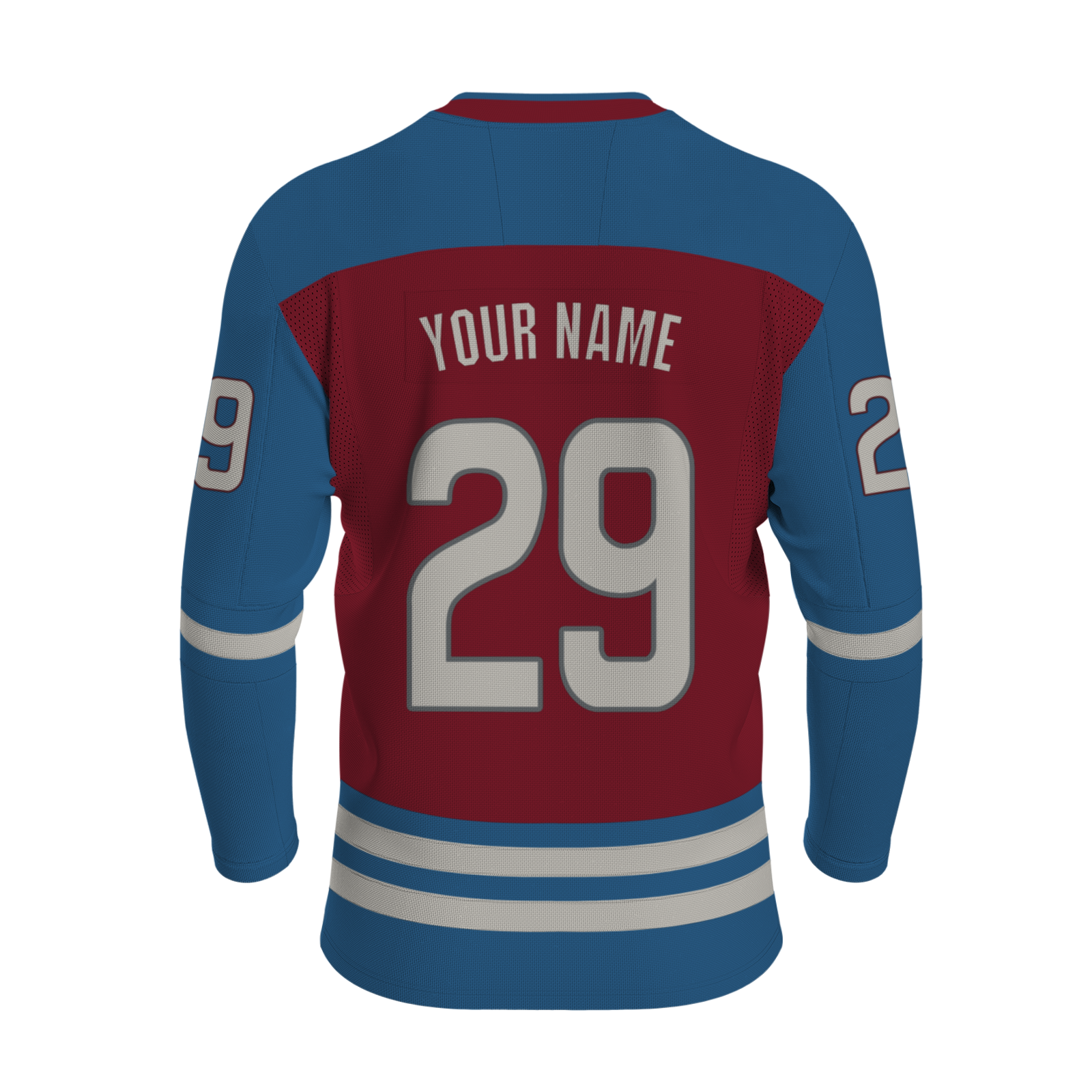 Custom Burgundy Blue - White V-Neck Classical Style Hockey Jersey