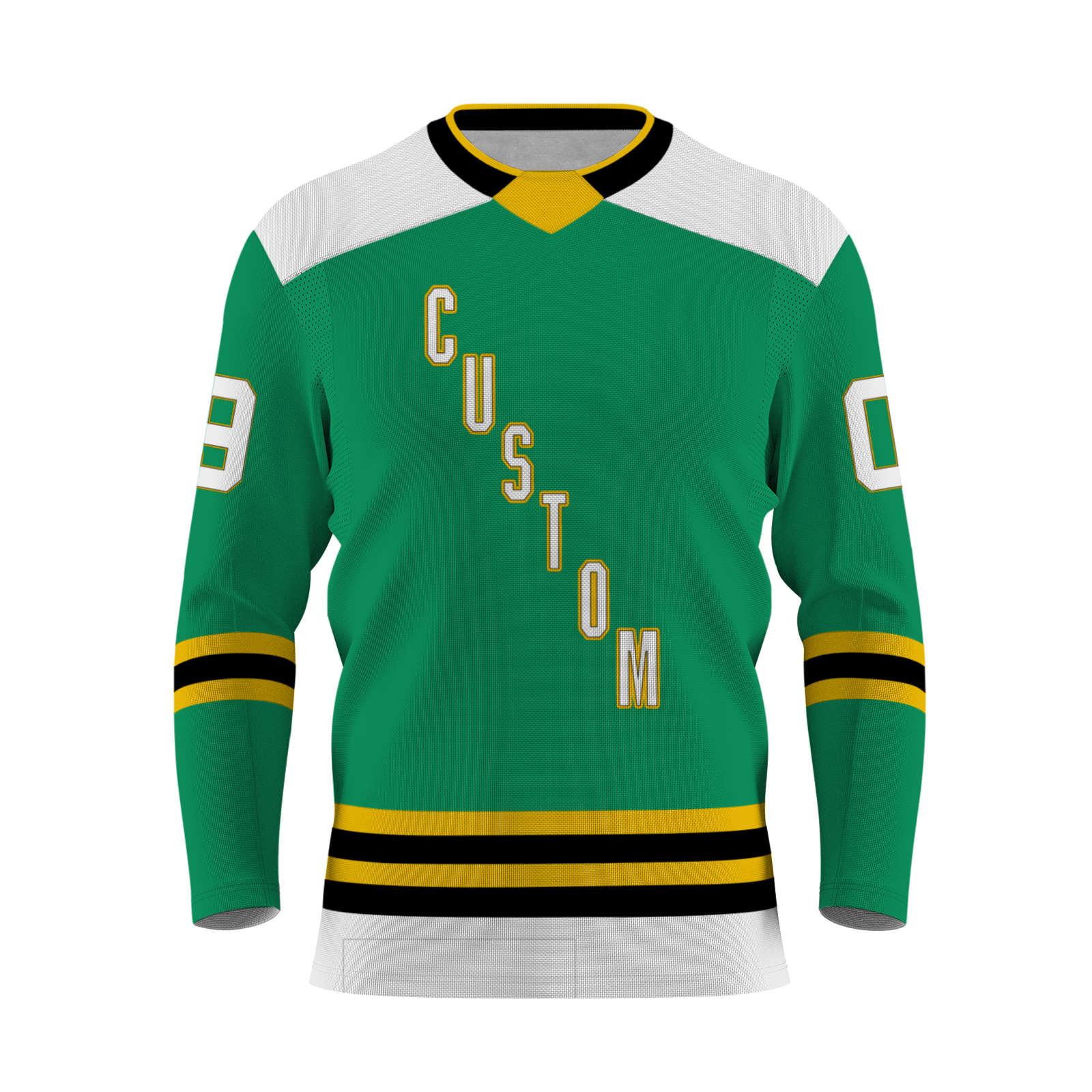 Custom Green Royal Yellow Black - White V-Neck Classical Style Hockey Jersey