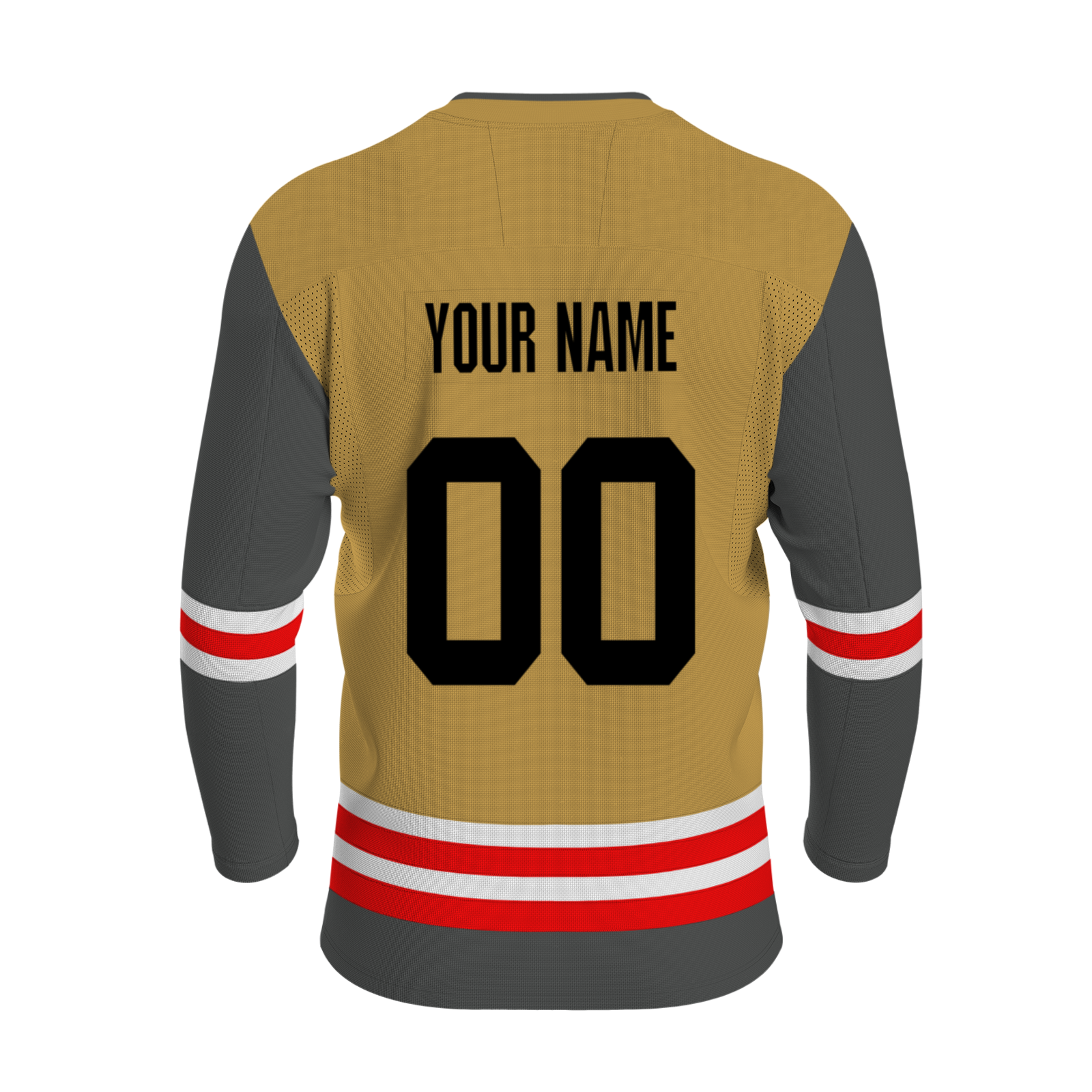 Custom Dark Yellow Gray White - Red V-Neck Classical Style Hockey Jersey