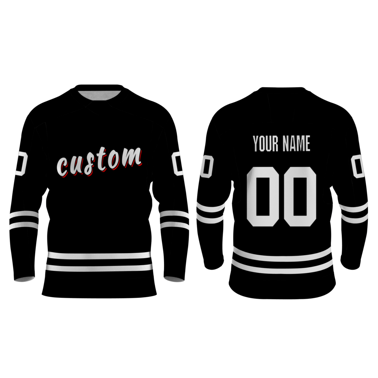 Custom Black white - Red Personalized Fashion Classical Style Hockey Jersey
