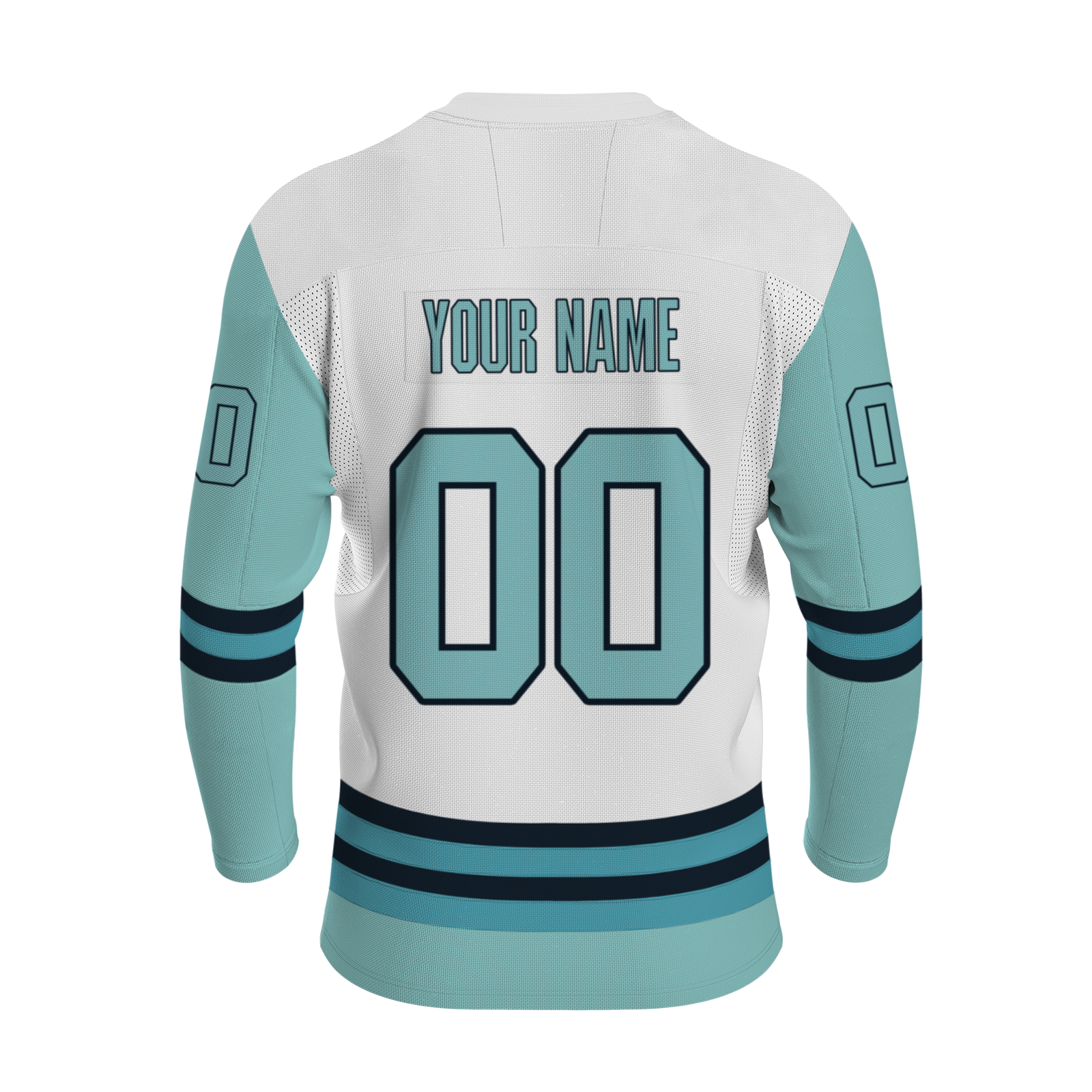 Custom White Mint Green Black - Blue Personalized Fashion Classical Style Hockey Jersey