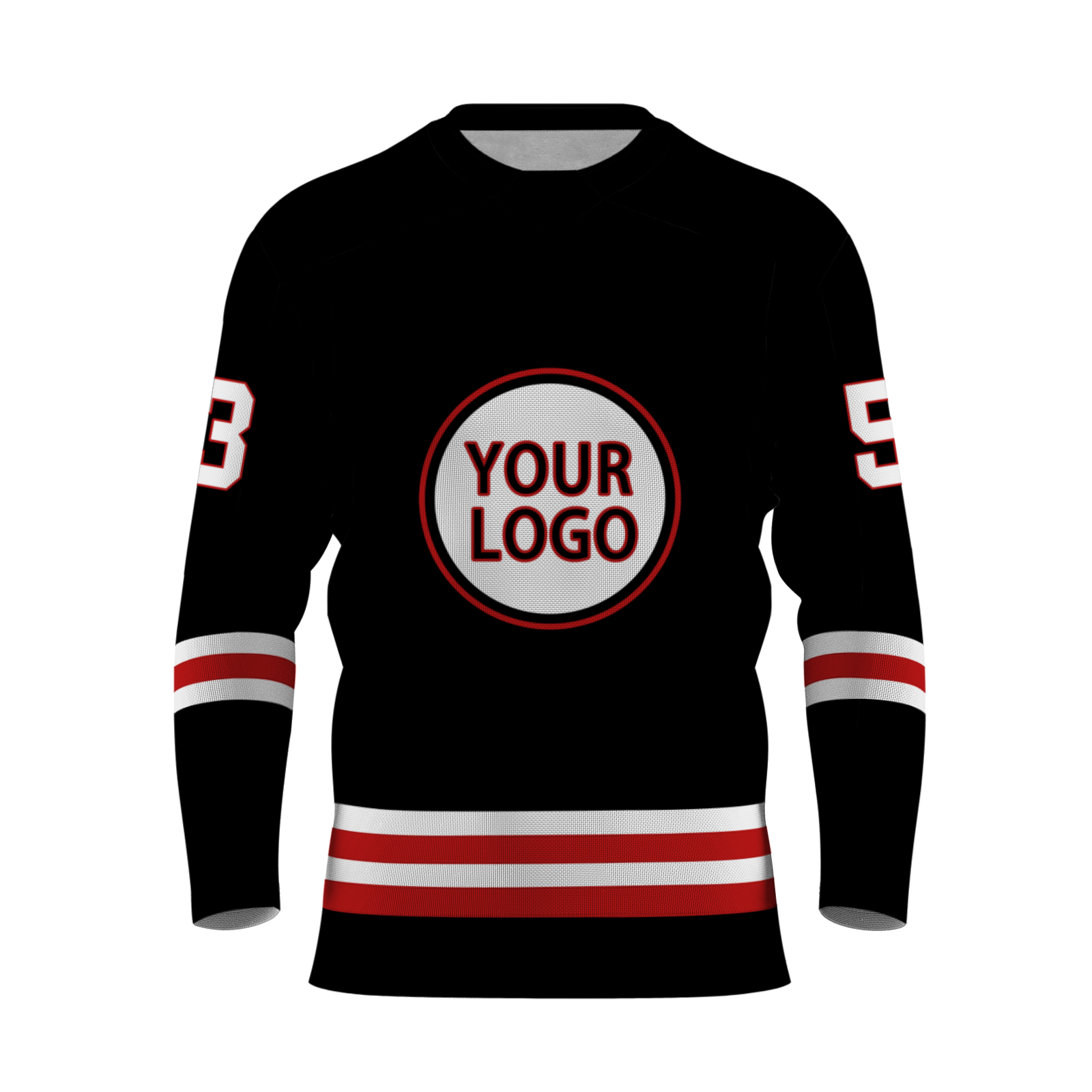 Custom Black Red - White Classical Style Hockey Jersey