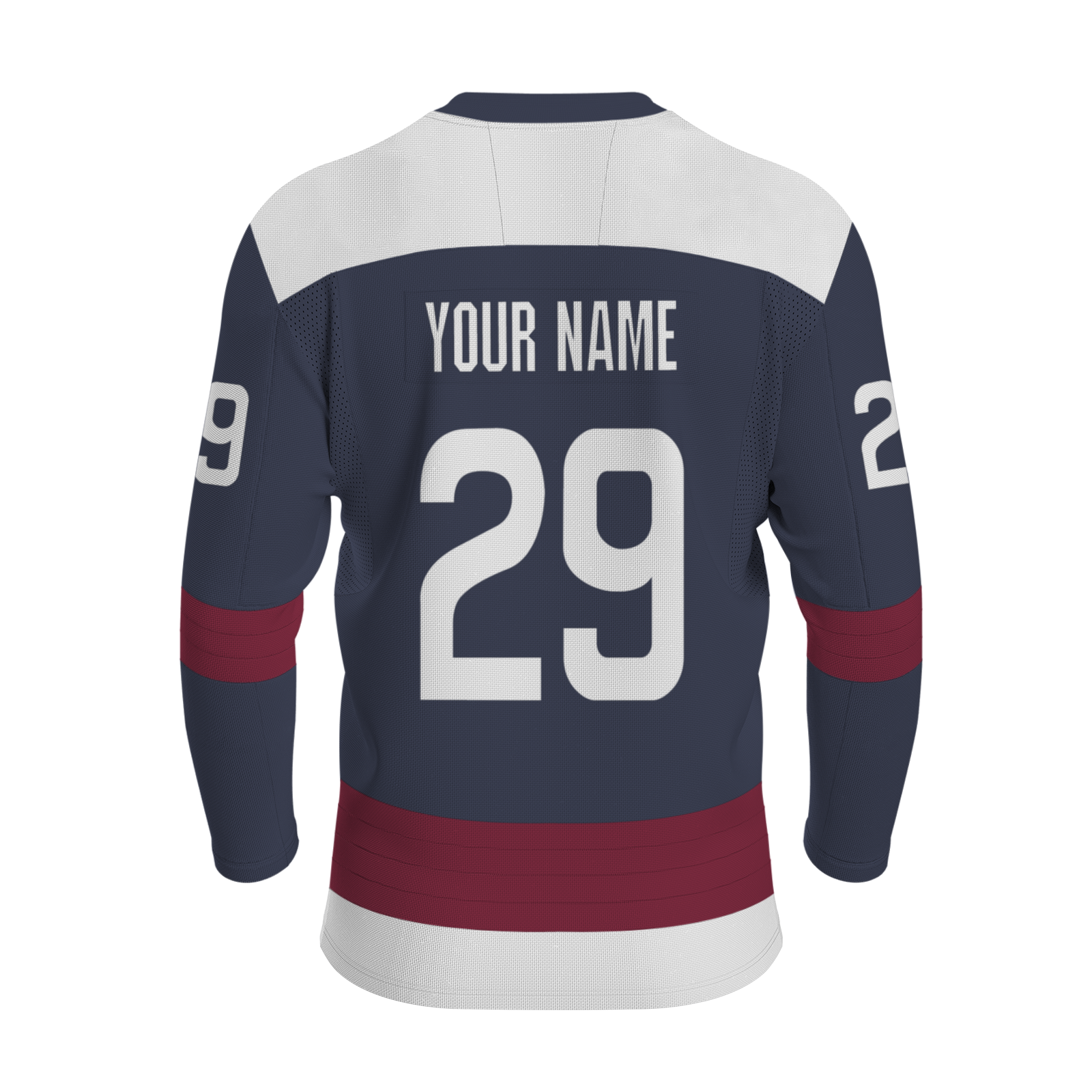 Custom Navy Blue Burgundy - White Personalized Fashion Classical Style Hockey Jersey