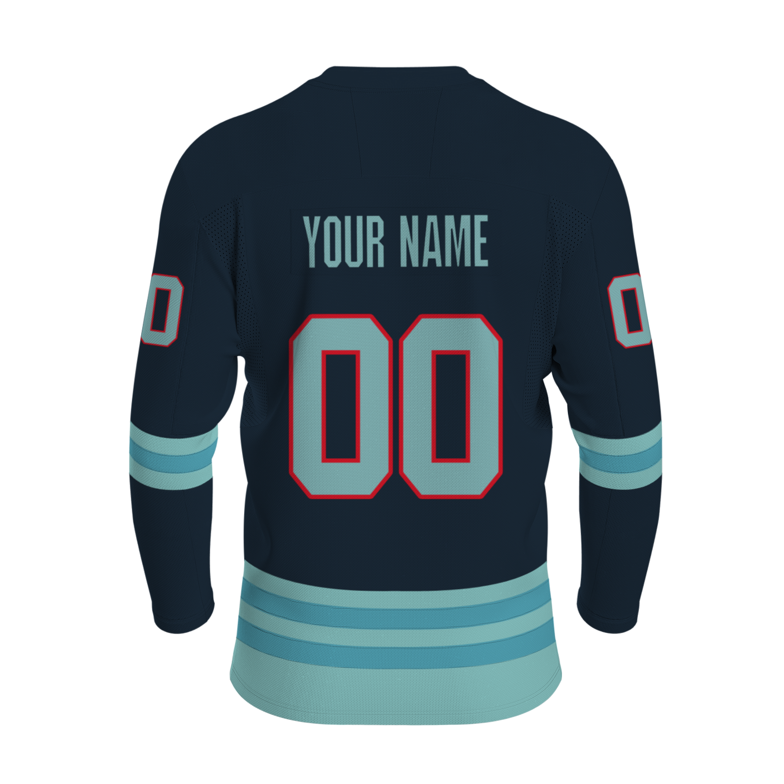 Custom Dark Blue Mint Green Light Blue - Red Classical Style Hockey Jersey