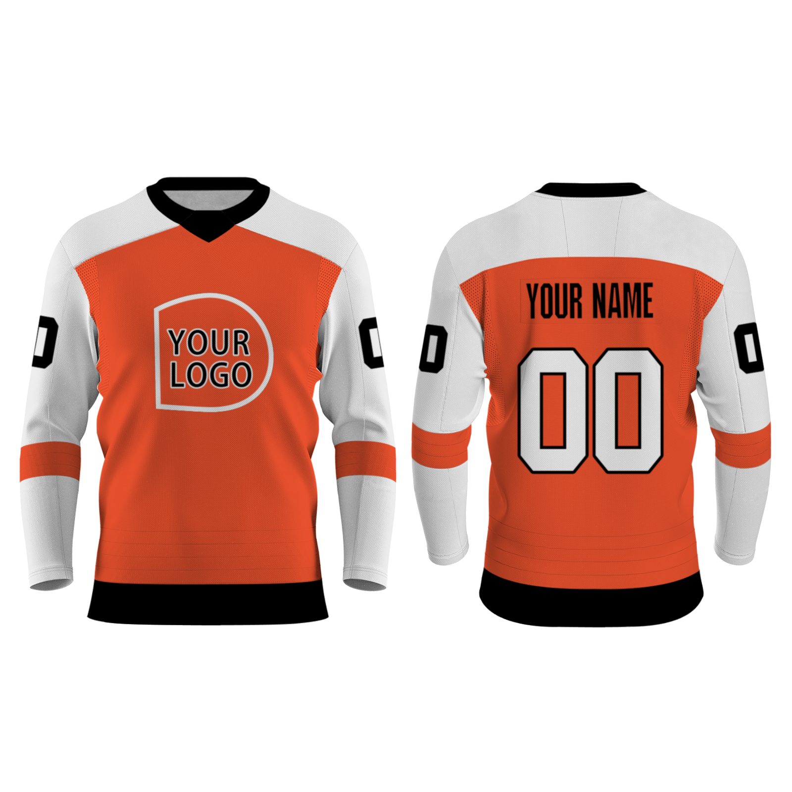 Custom Orange Black - White Classical Style Hockey Jersey