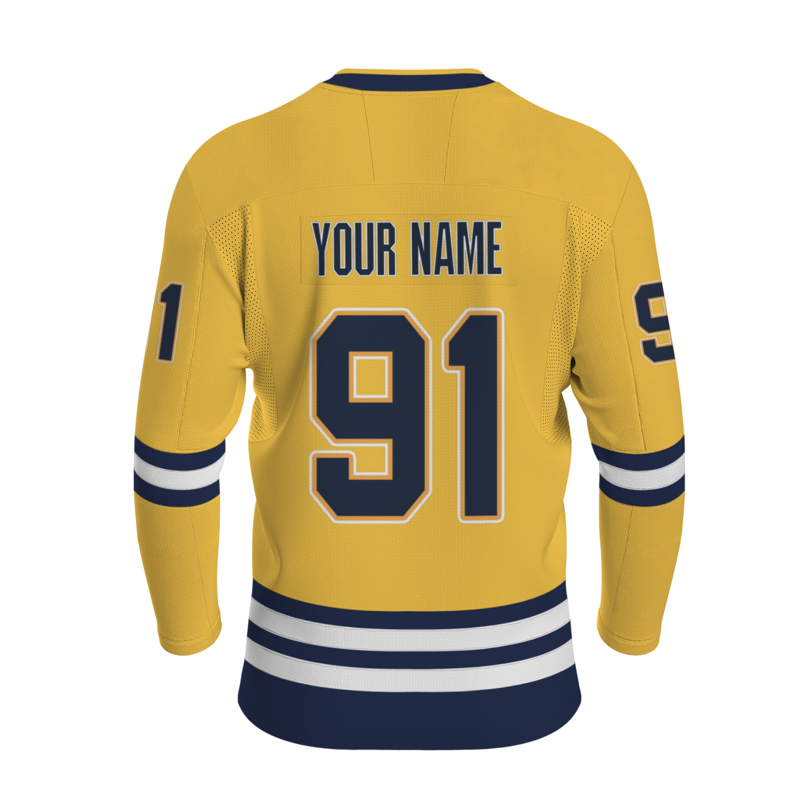 Custom Royal Yellow Dark Blue Dark Yellow White - Navy Blue Personalized Fashion Classical Style Hockey Jersey