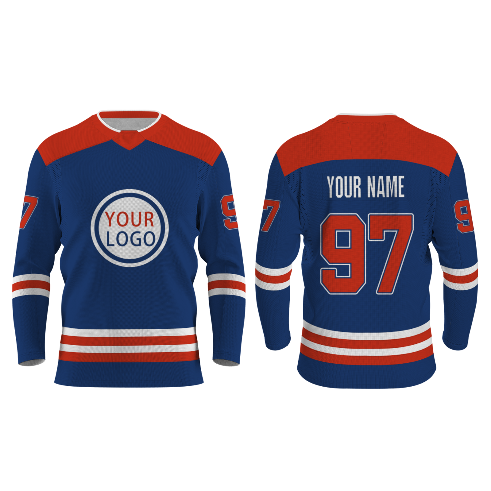 Custom Blue Red - White Personalized Fashion Classical Style Hockey Jersey