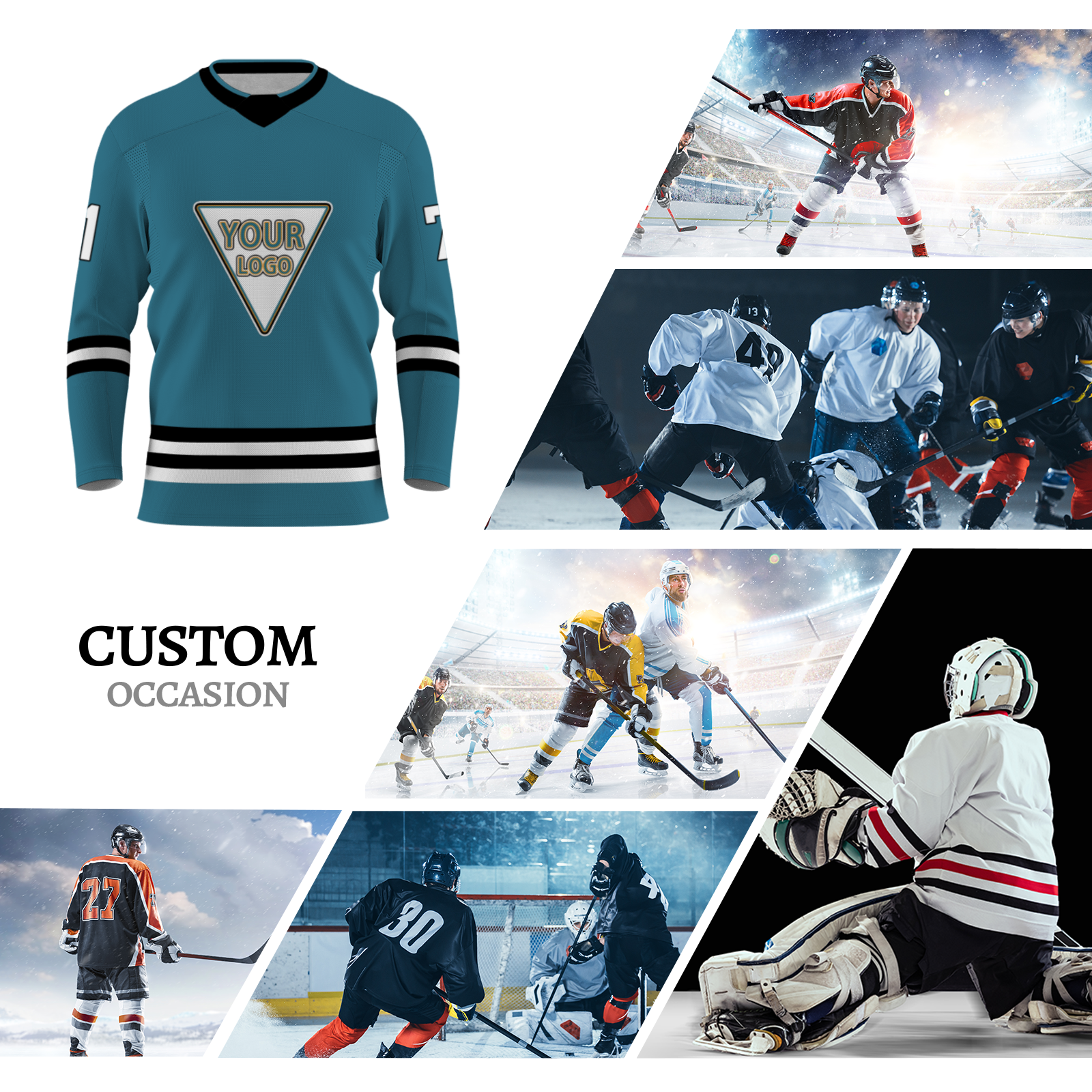 Custom Blue Black White - Yellow Personalized Fashion Classical Style Hockey Jersey