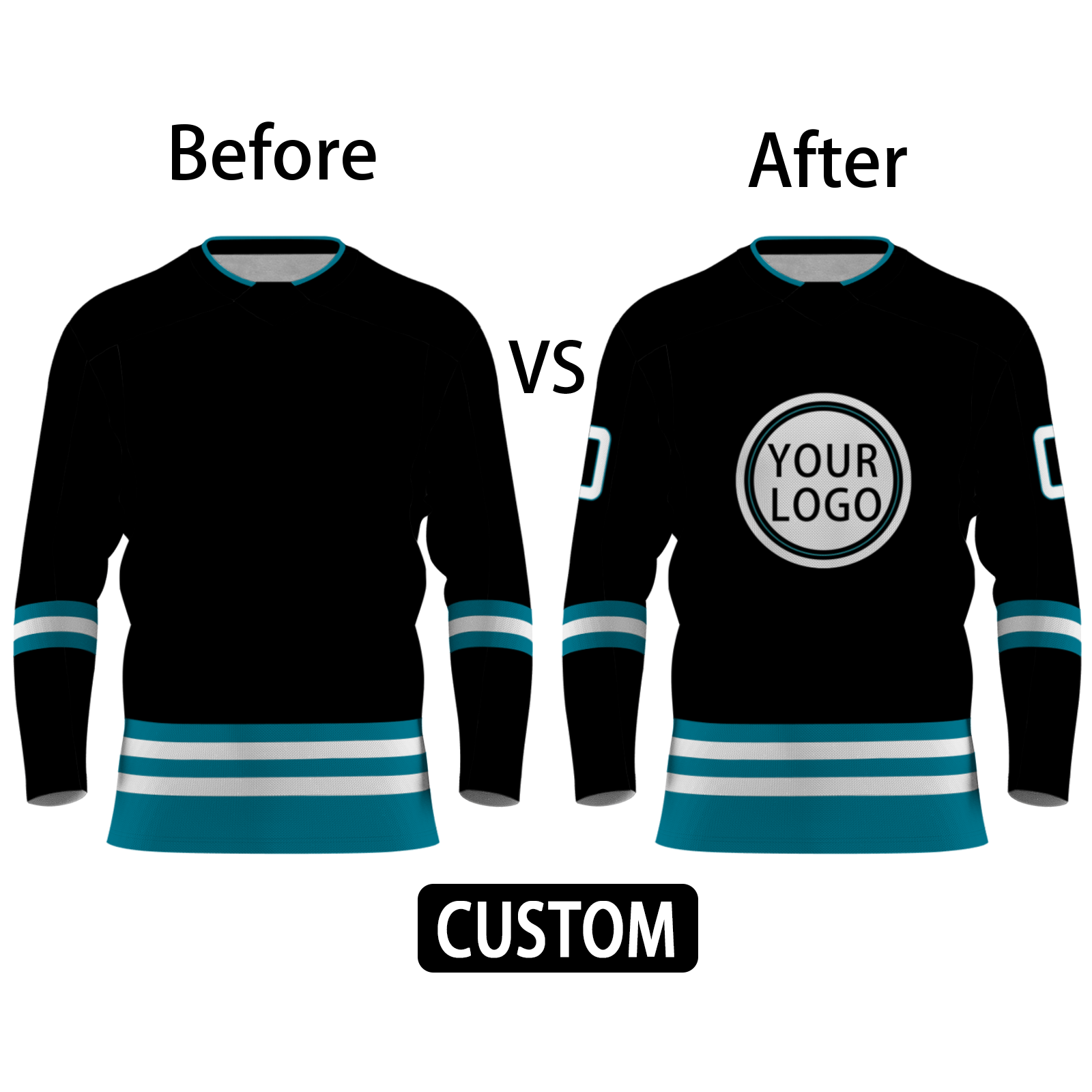 Custom Black Blue - White Personalized Fashion Classical Style Hockey Jersey