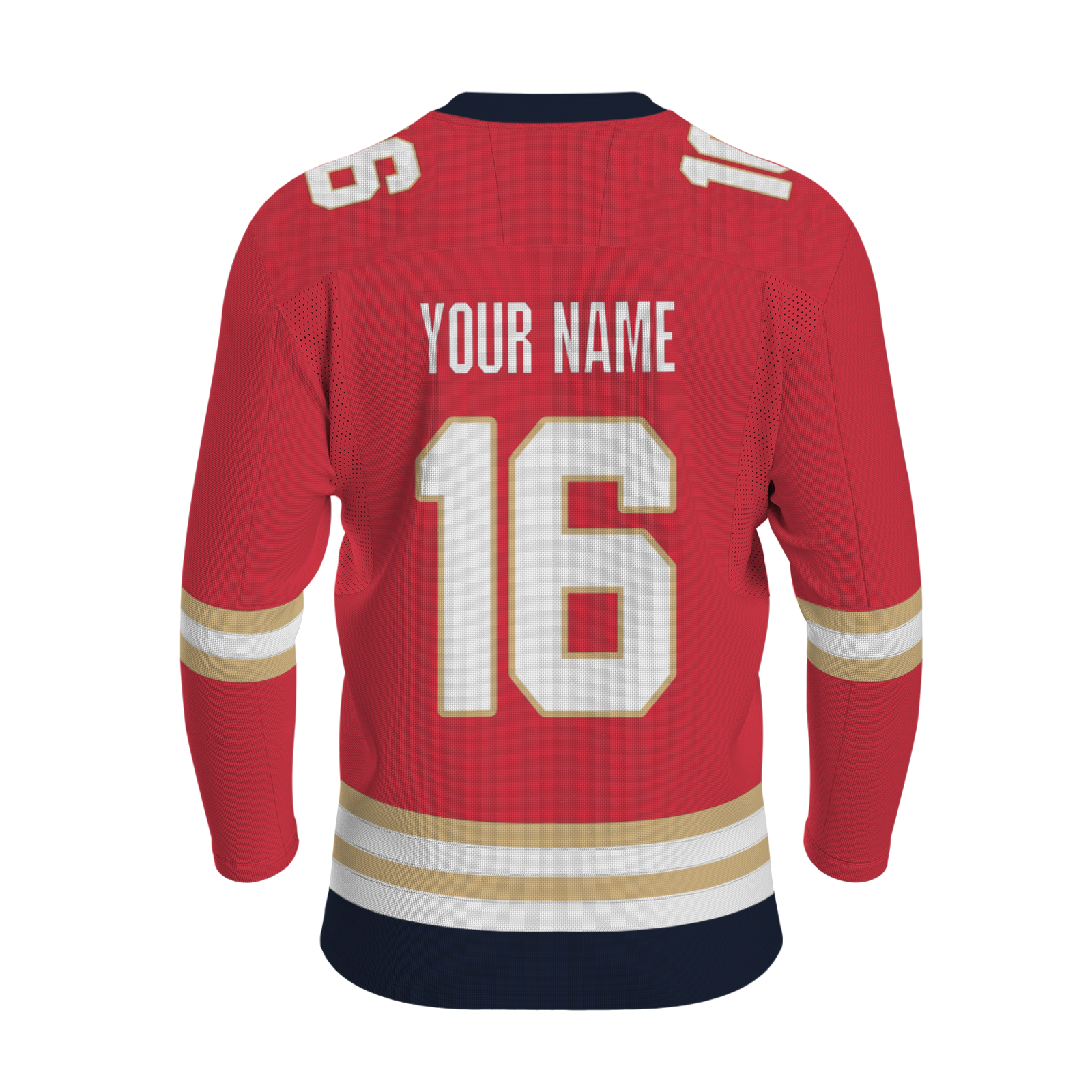 Custom Red Khaki White - Dark Blue V-Neck Classical Style Hockey Jersey