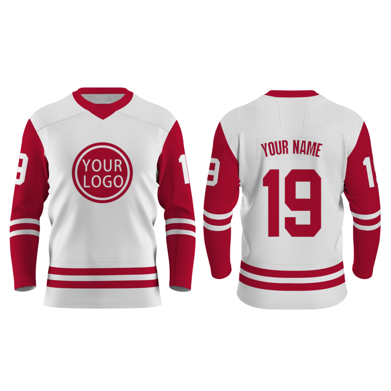 Custom White-Red Personalized Fashion Classical Style Hockey Jersey