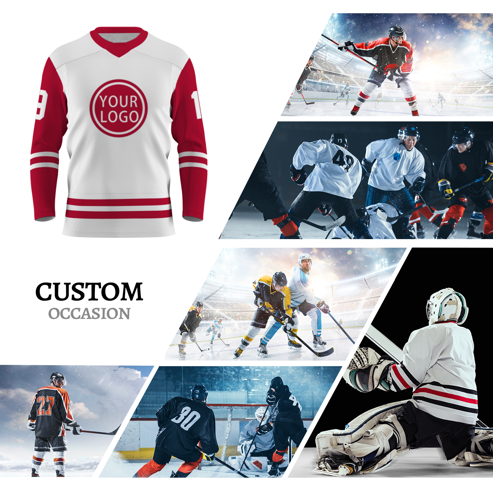 Custom White-Red Personalized Fashion Classical Style Hockey Jersey