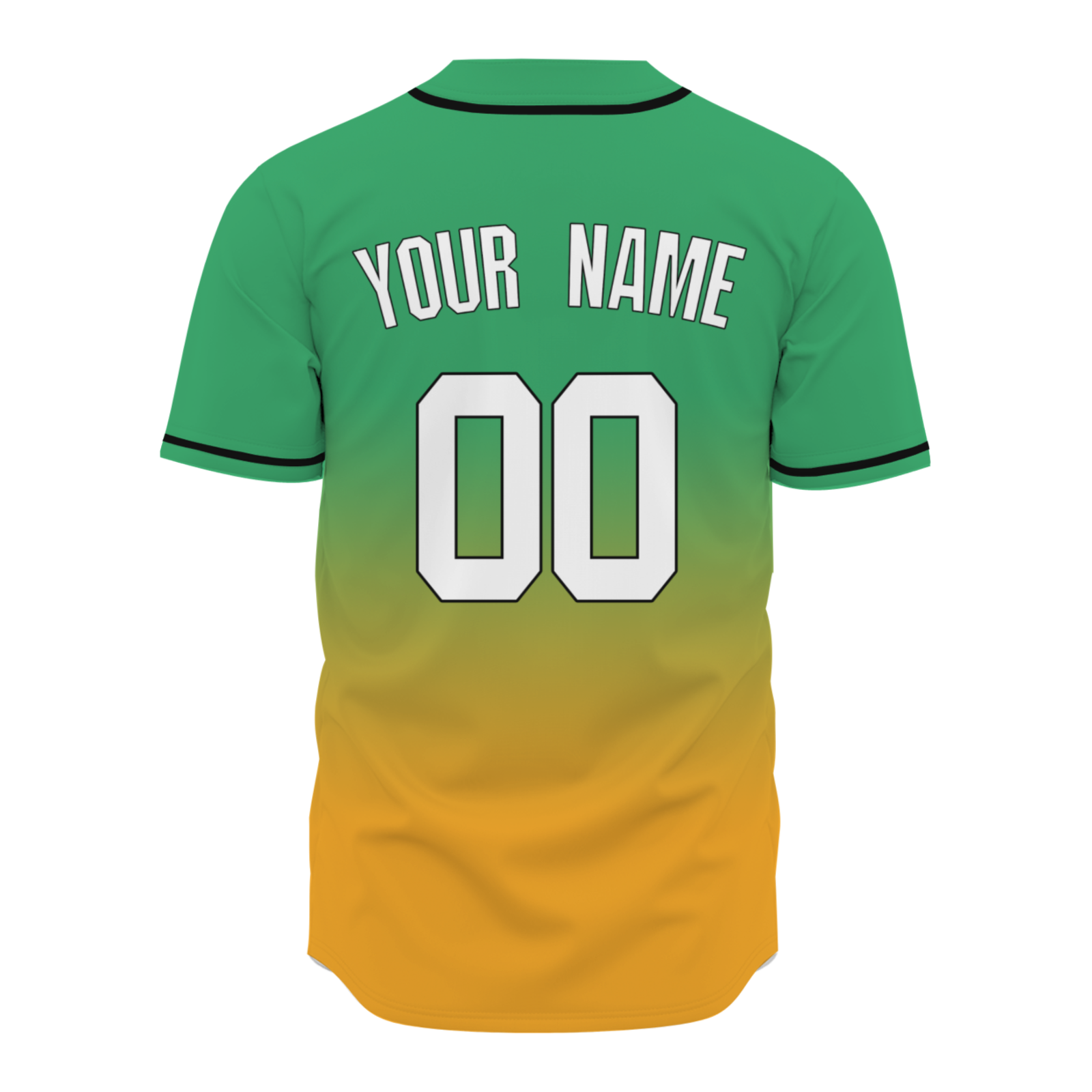 Custom Green Orange Gradient Full Button Fashion Design Authentic Baseball Jersey