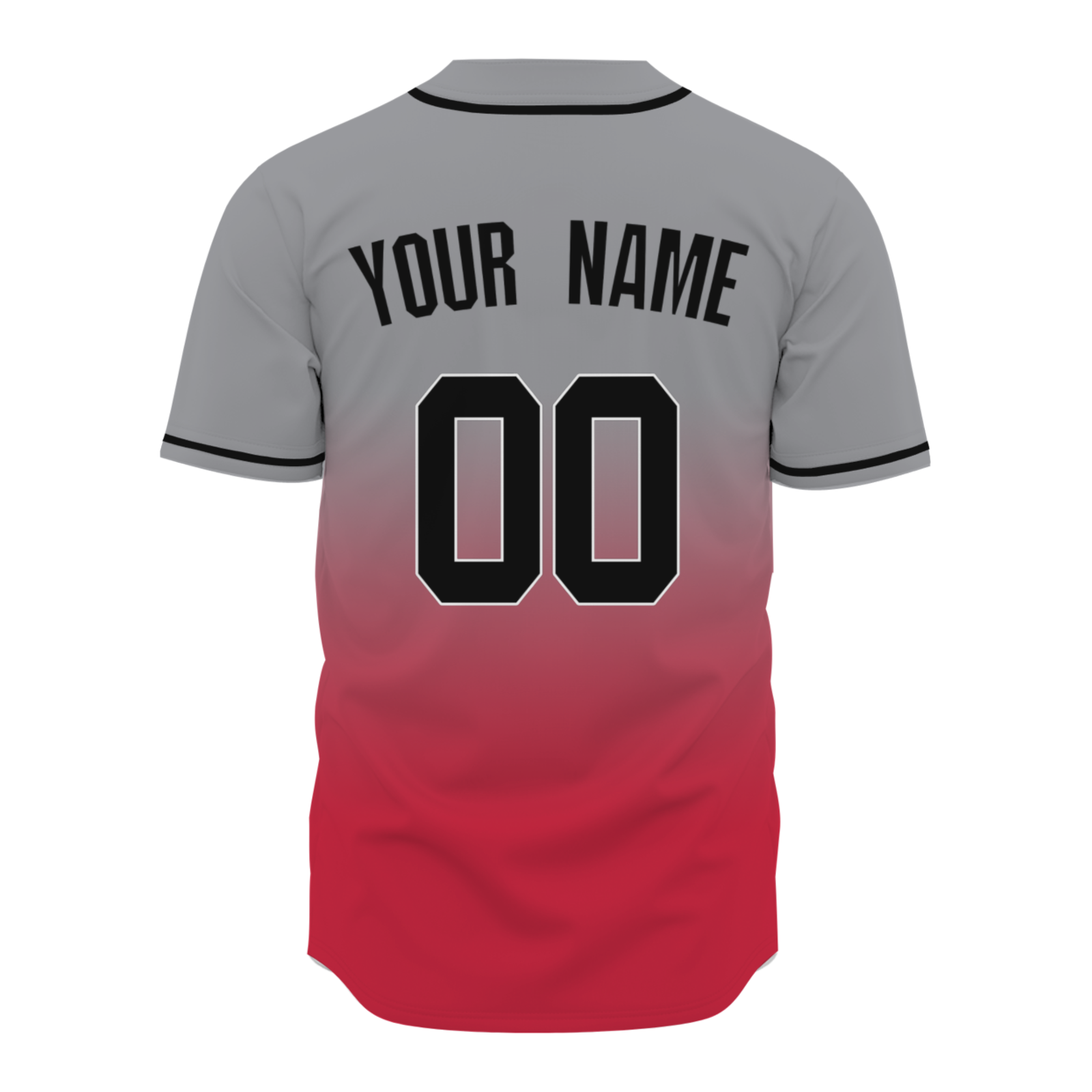 Custom Gray-Red Gradient Full Button Fashion Design Authentic Baseball Jersey