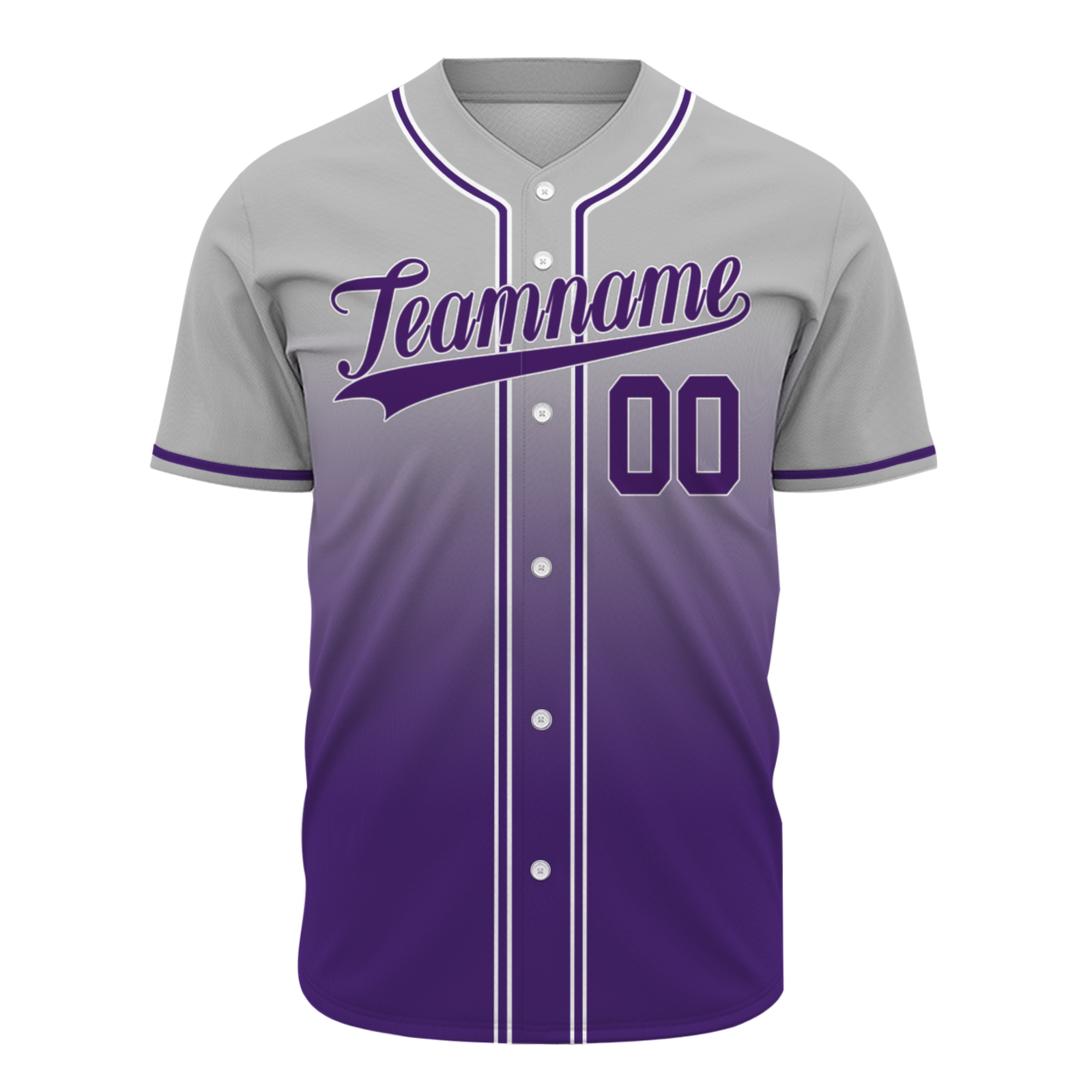 Custom Gray-Purple Gradient Baseball Jersey Full Button Fashion Design Authentic