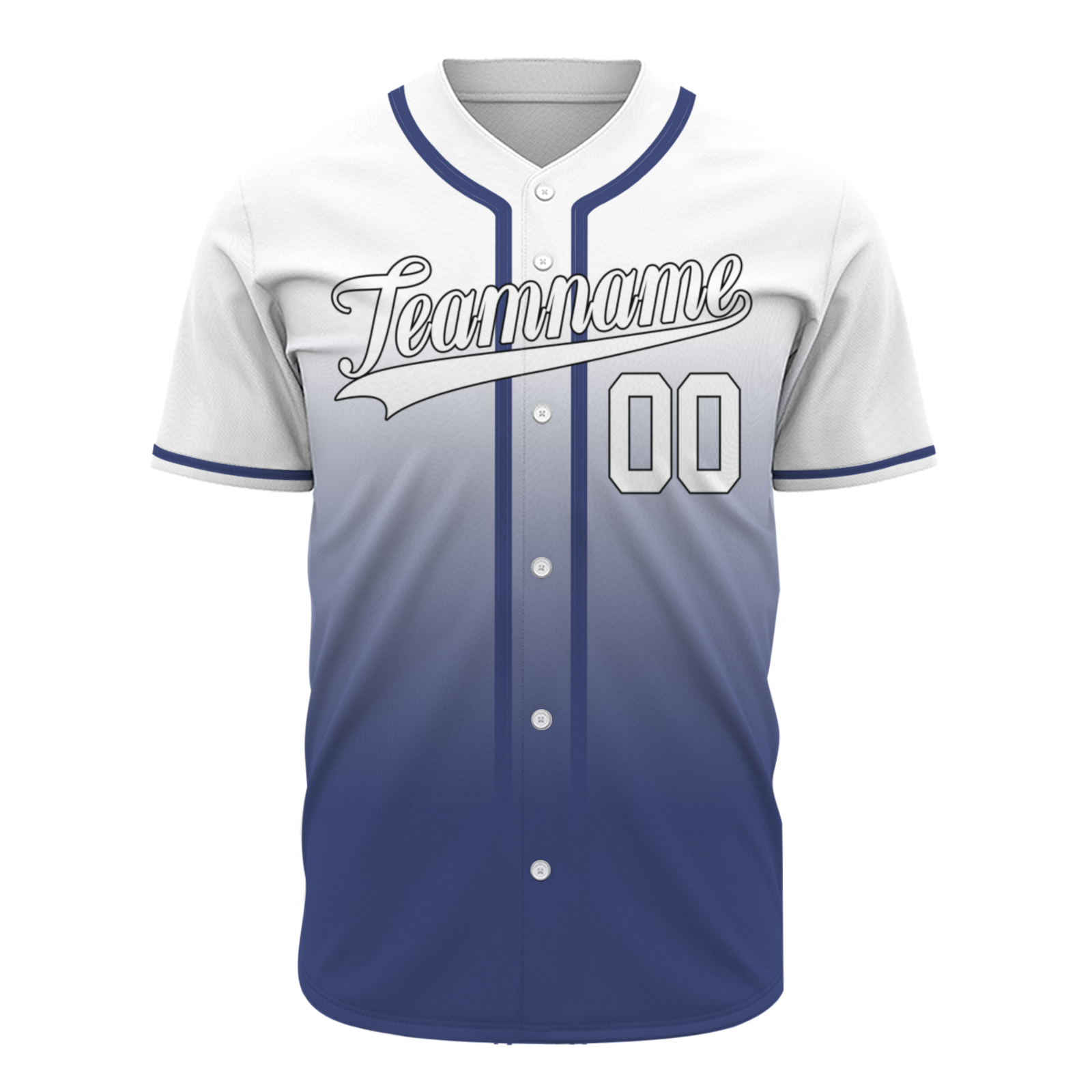 Custom White Navy Blue Gradient Baseball Jersey  Classic Style Fashion Design Authentic
