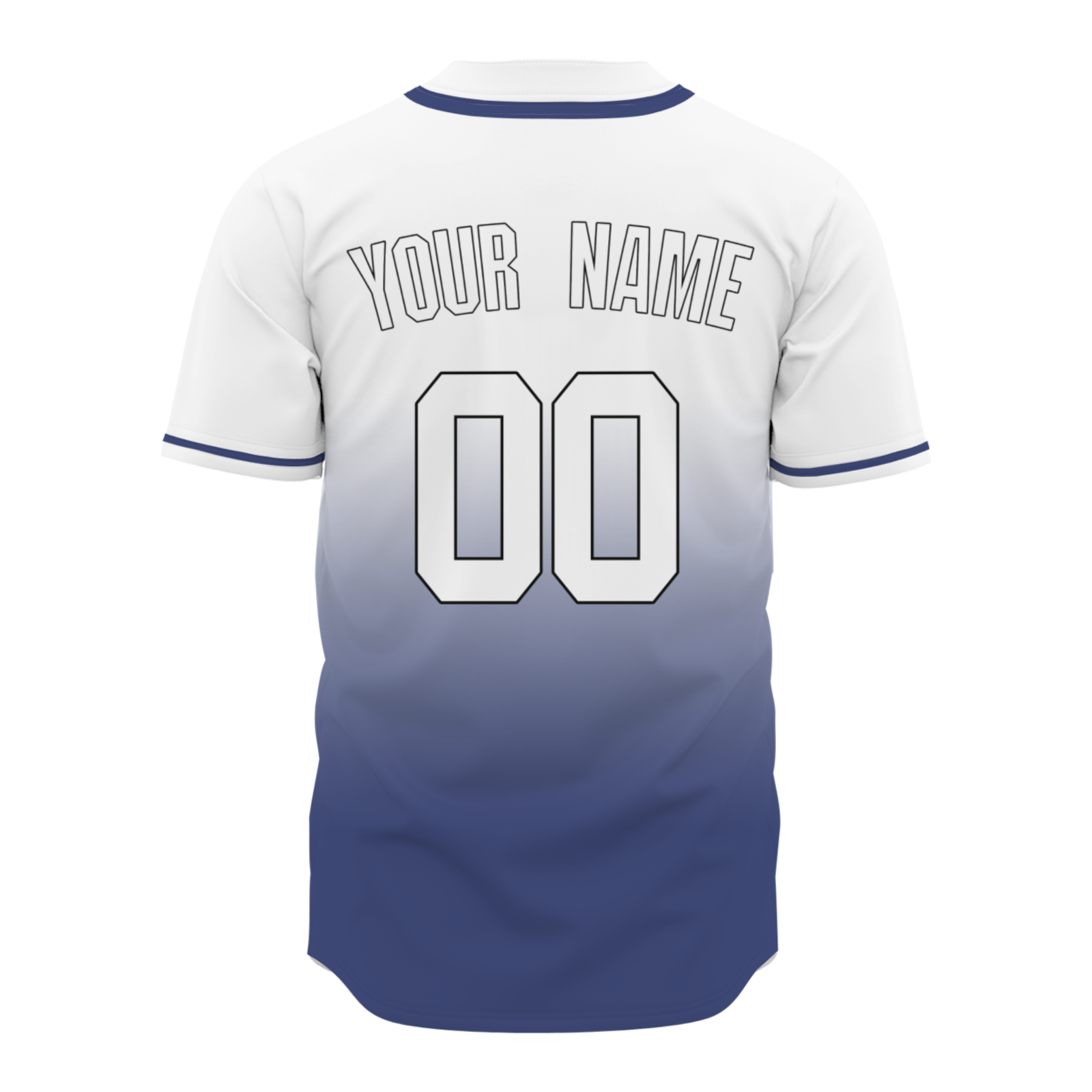 Custom White Navy Blue Gradient Baseball Jersey  Classic Style Fashion Design Authentic