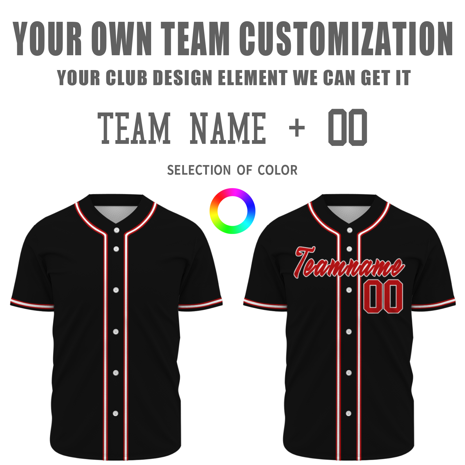 Custom Red Black White Fashion Design Classic Style Authentic Baseball Jersey