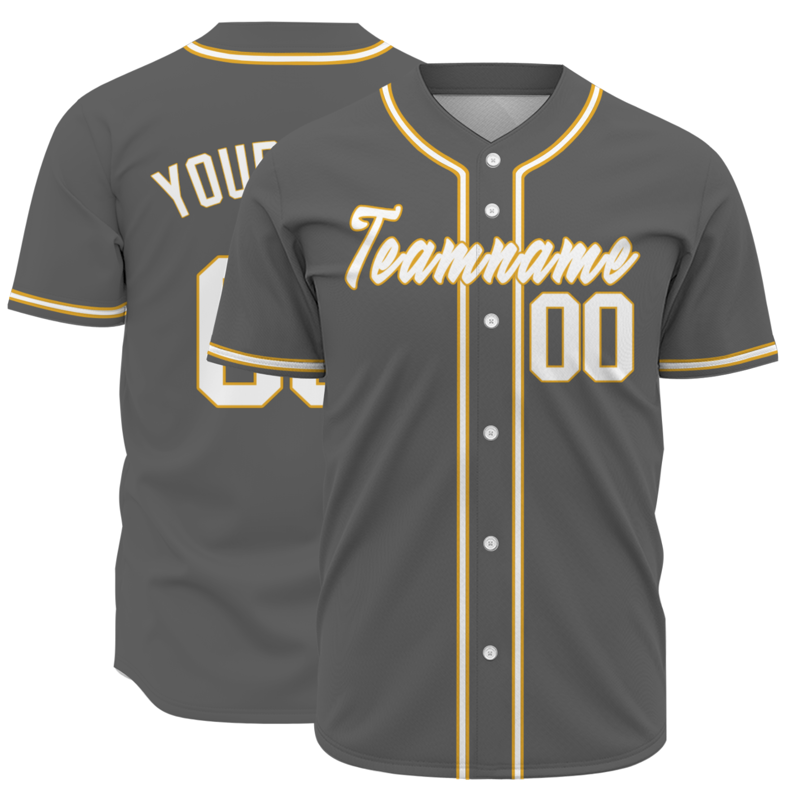 Custom Gray White Yellow Fashion Design Classic Style Authentic Baseball Jersey