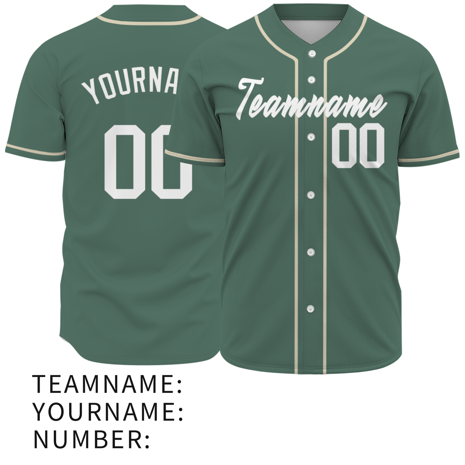 Custom  Green White Khaki Personalized Fashion Classic Style Design Authentic Baseball Jersey