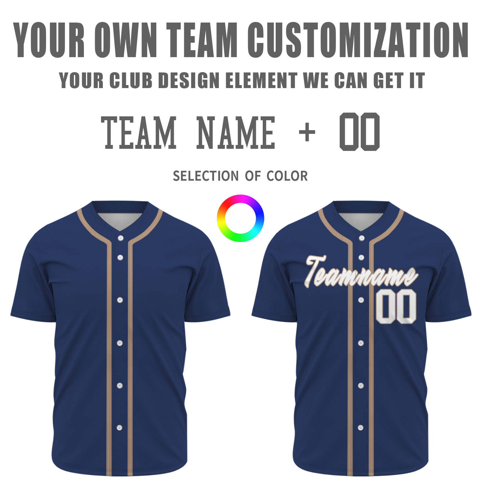 Custom  Navy Blue Brown White Personalized Fashion Classic Style Design Authentic Baseball Jersey