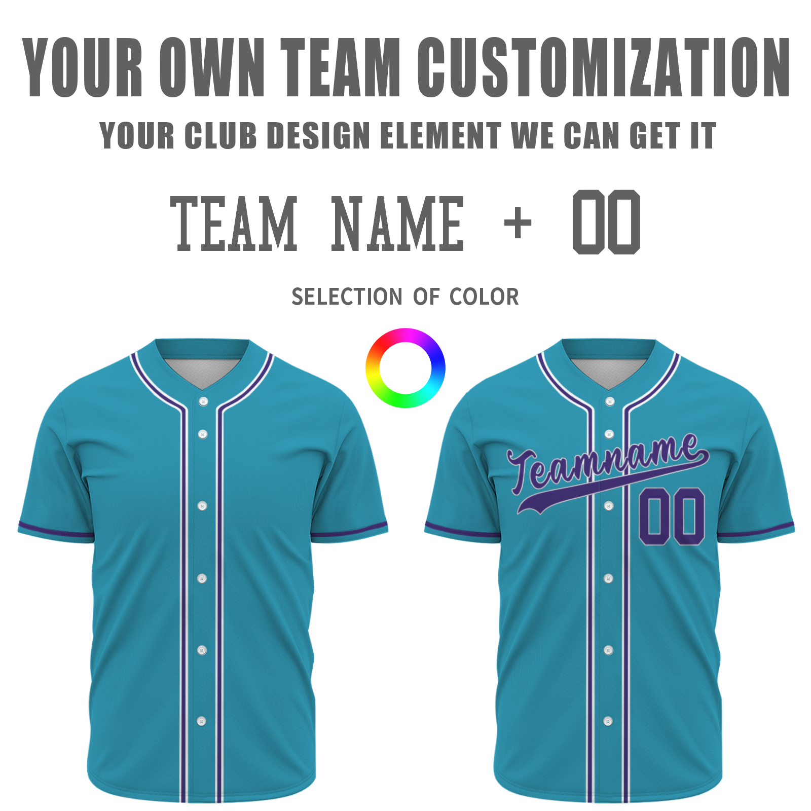 Custom Blue Purple Classic Style Fashion Design Full Button Baseball Jersey