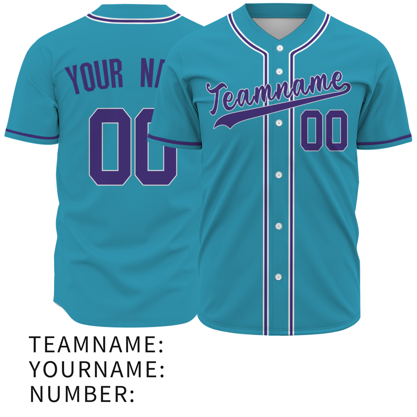 Custom Blue Purple Classic Style Fashion Design Full Button Baseball Jersey