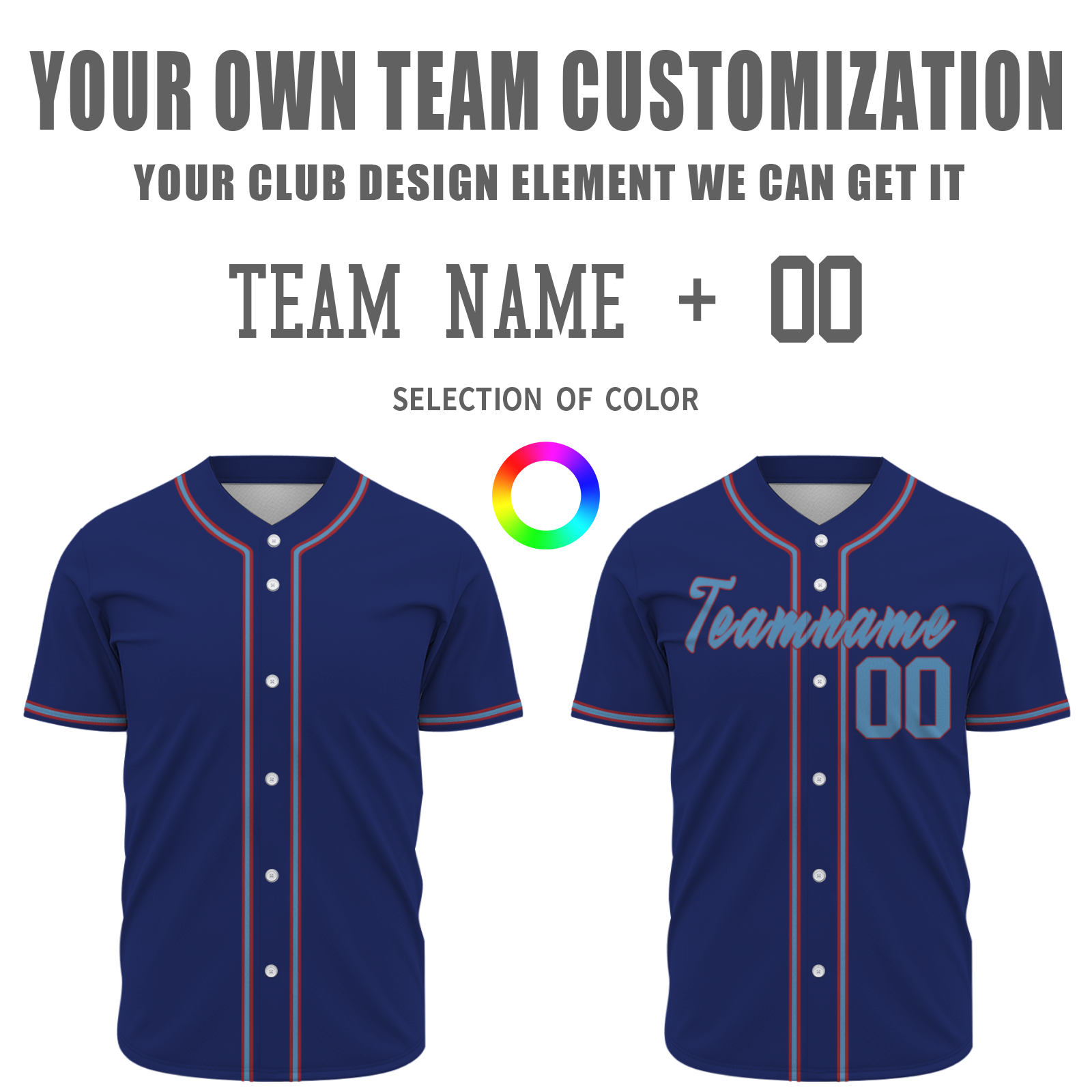 Custom Purple Blue Classic Style Fashion Design Full Button Baseball Jersey