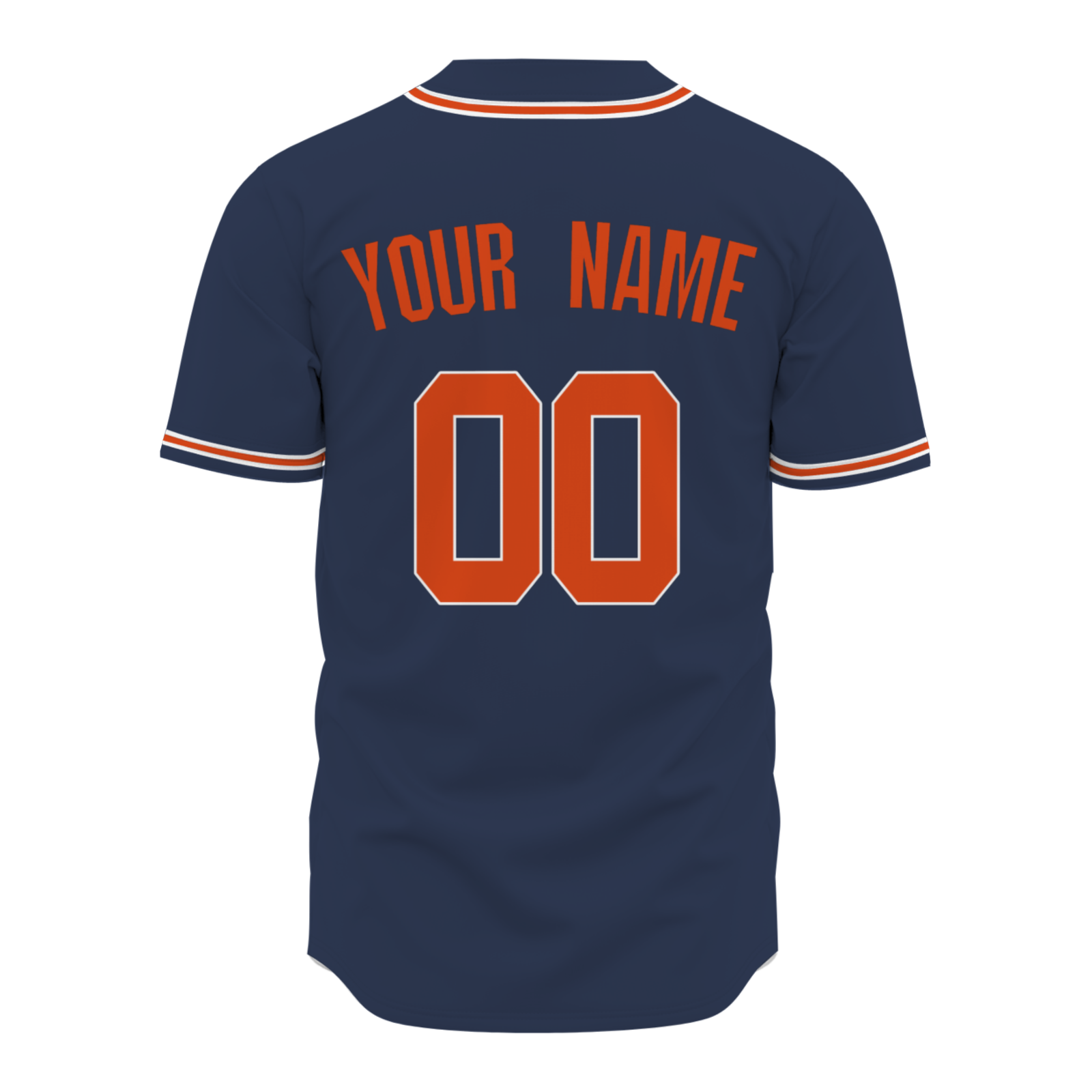 Custom Navy Blue Orange White Button Down Baseball Jersey Classic Style Sport Jersey