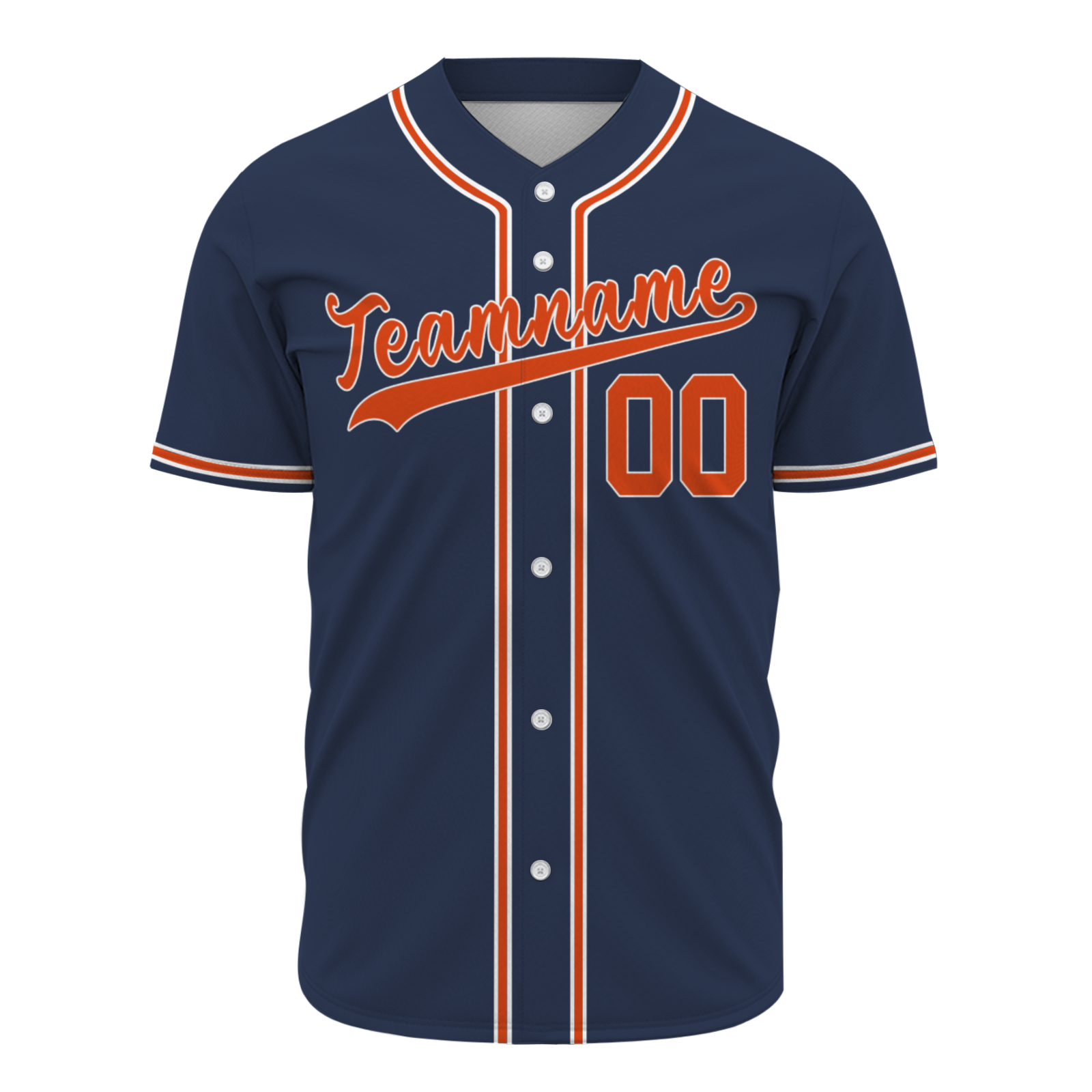 Custom Navy Blue Orange White Button Down Baseball Jersey Classic Style Sport Jersey