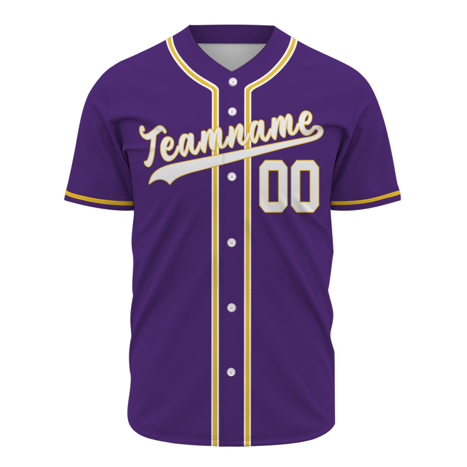 Custom Purple Yellow White Classic Style Button Down Authentic Baseball Jersey