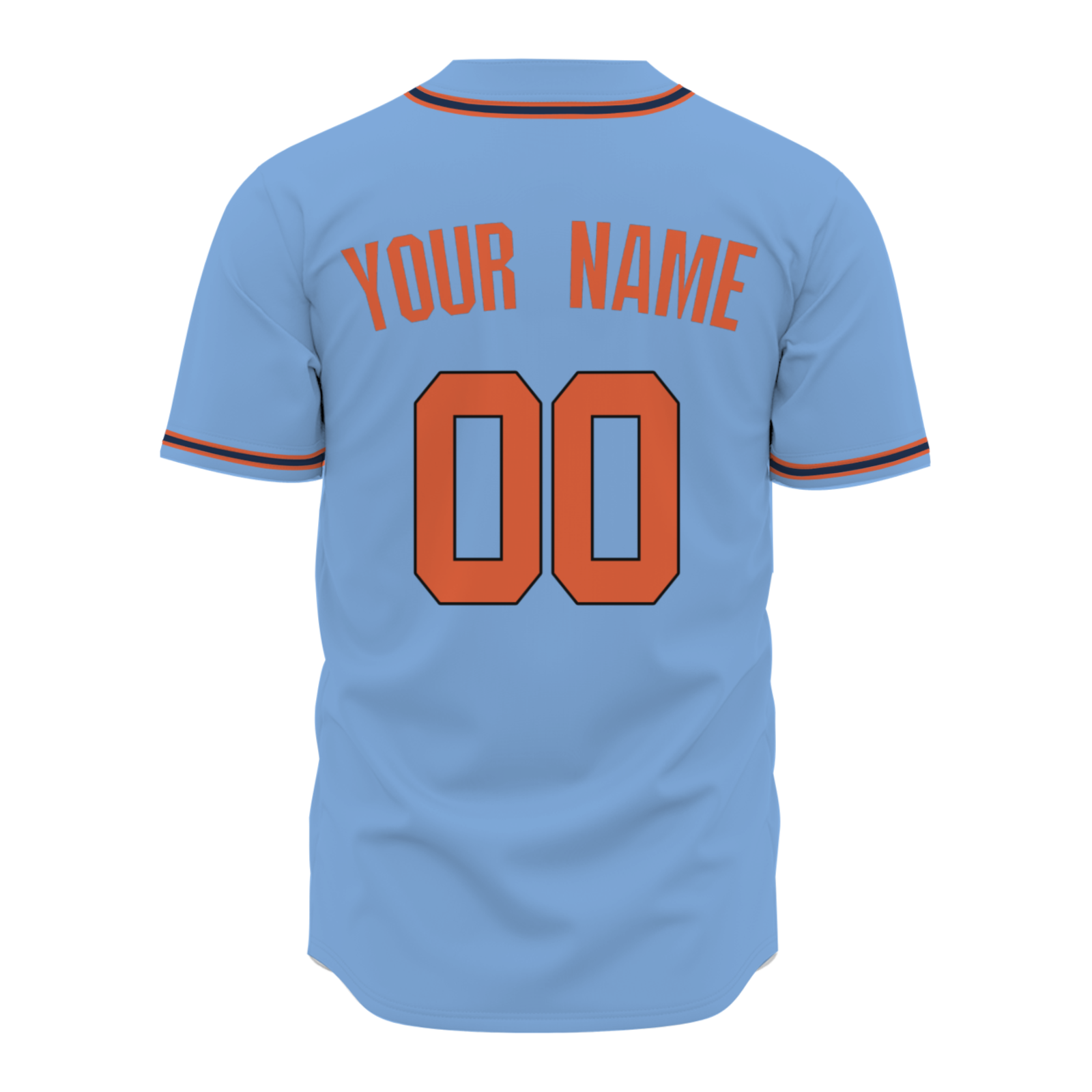 Custom Blue Orange Black Button Down Classic Style Authentic Baseball Jersey