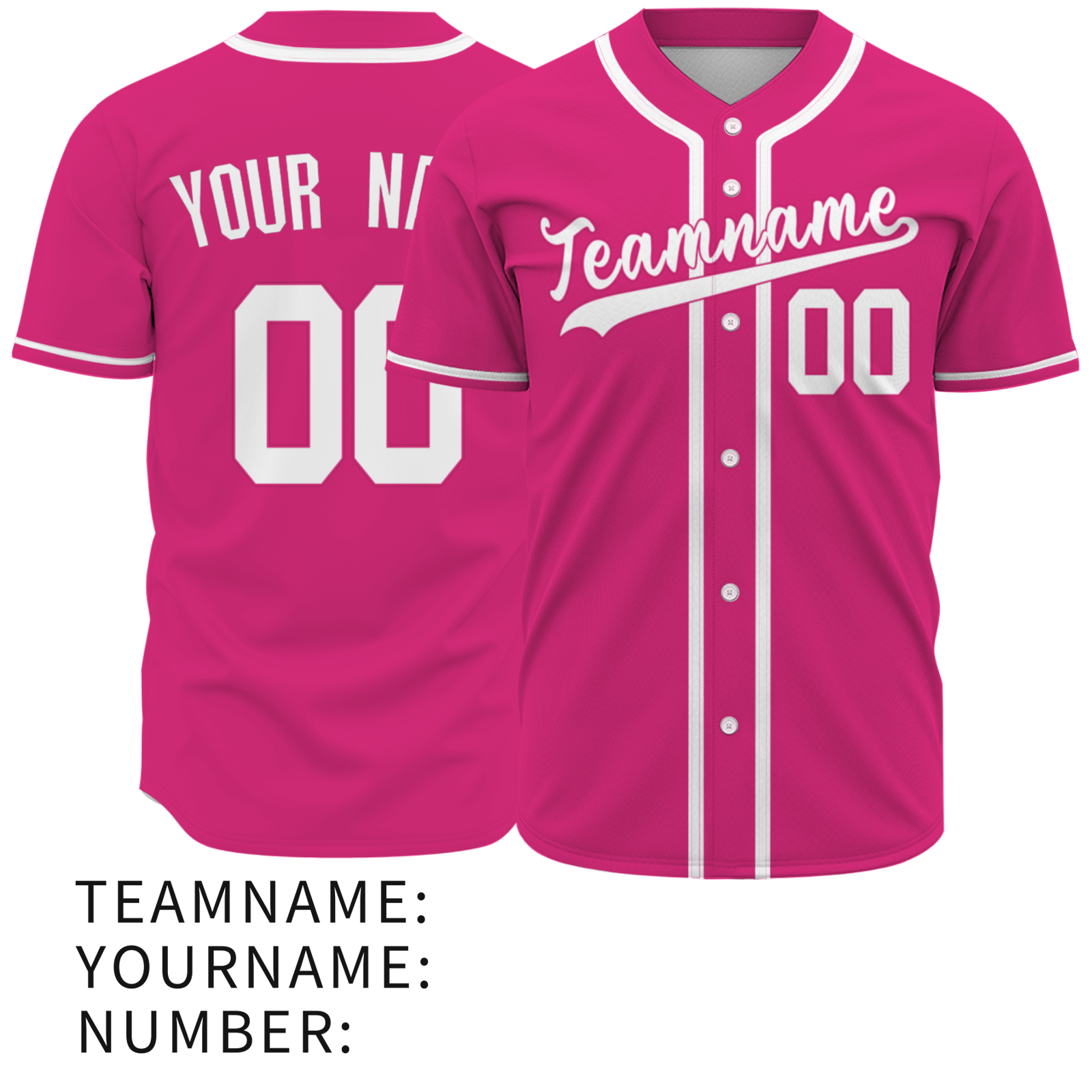 Custom Pink White Classic Style Authentic Baseball Jersey