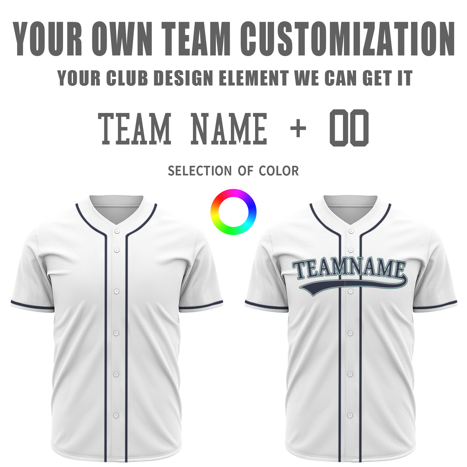 Custom White Black Green Fashion Design Classic Style Button Baseball Jersey