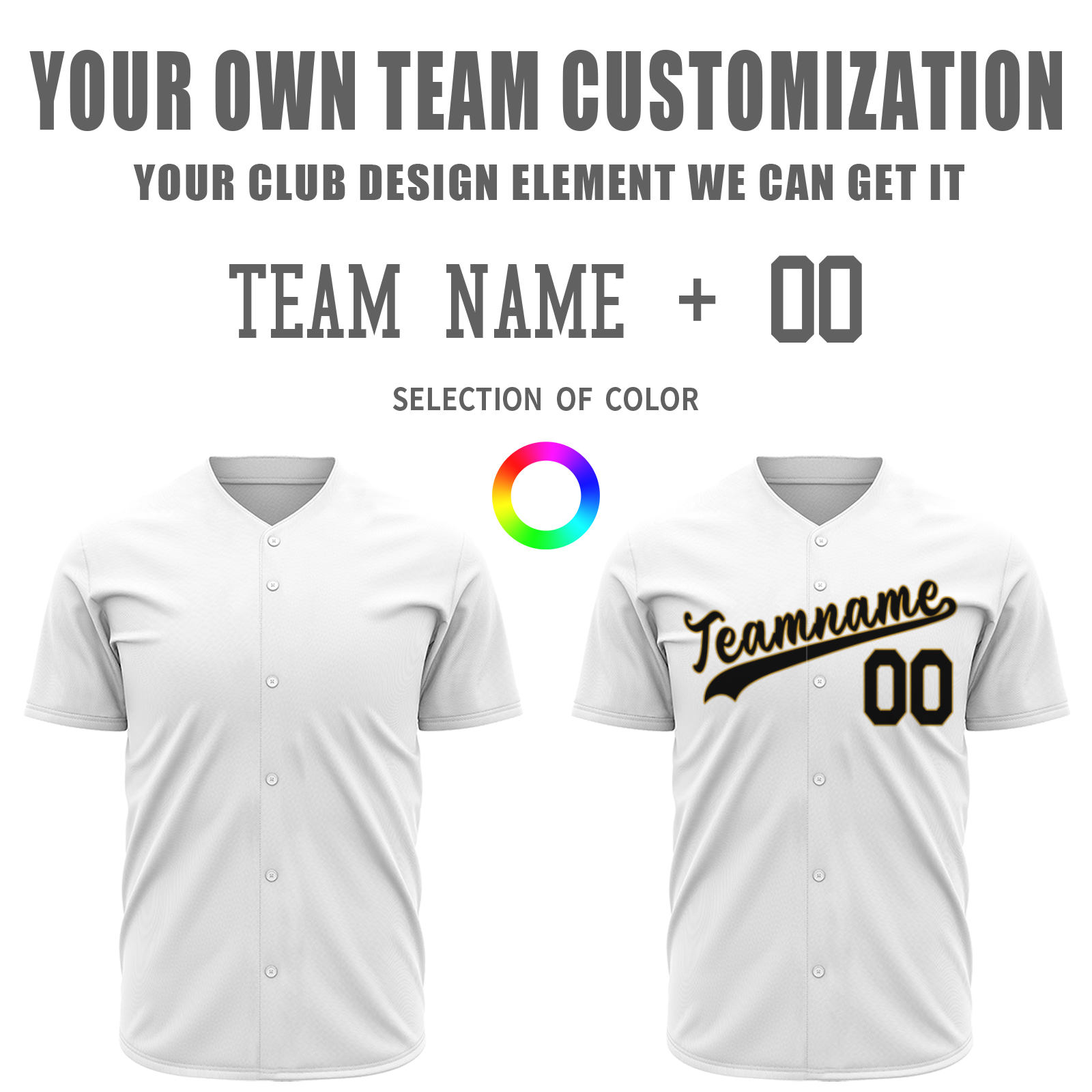 Custom White Yellow Black Fashion Design Classic Style Button Baseball Jersey