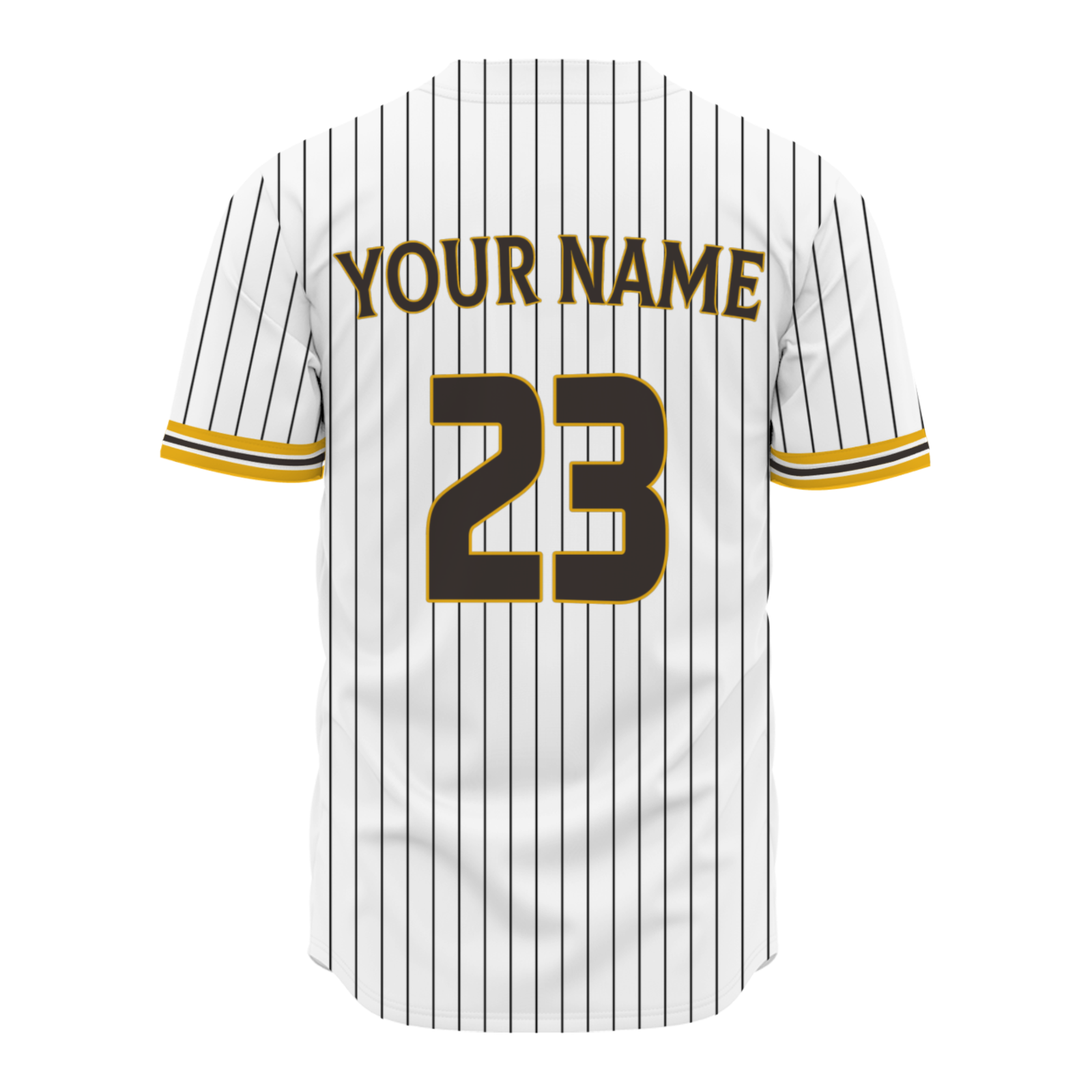 Custom White Yellow Black Stripes Fashion Design Classic Style Button Baseball Jersey