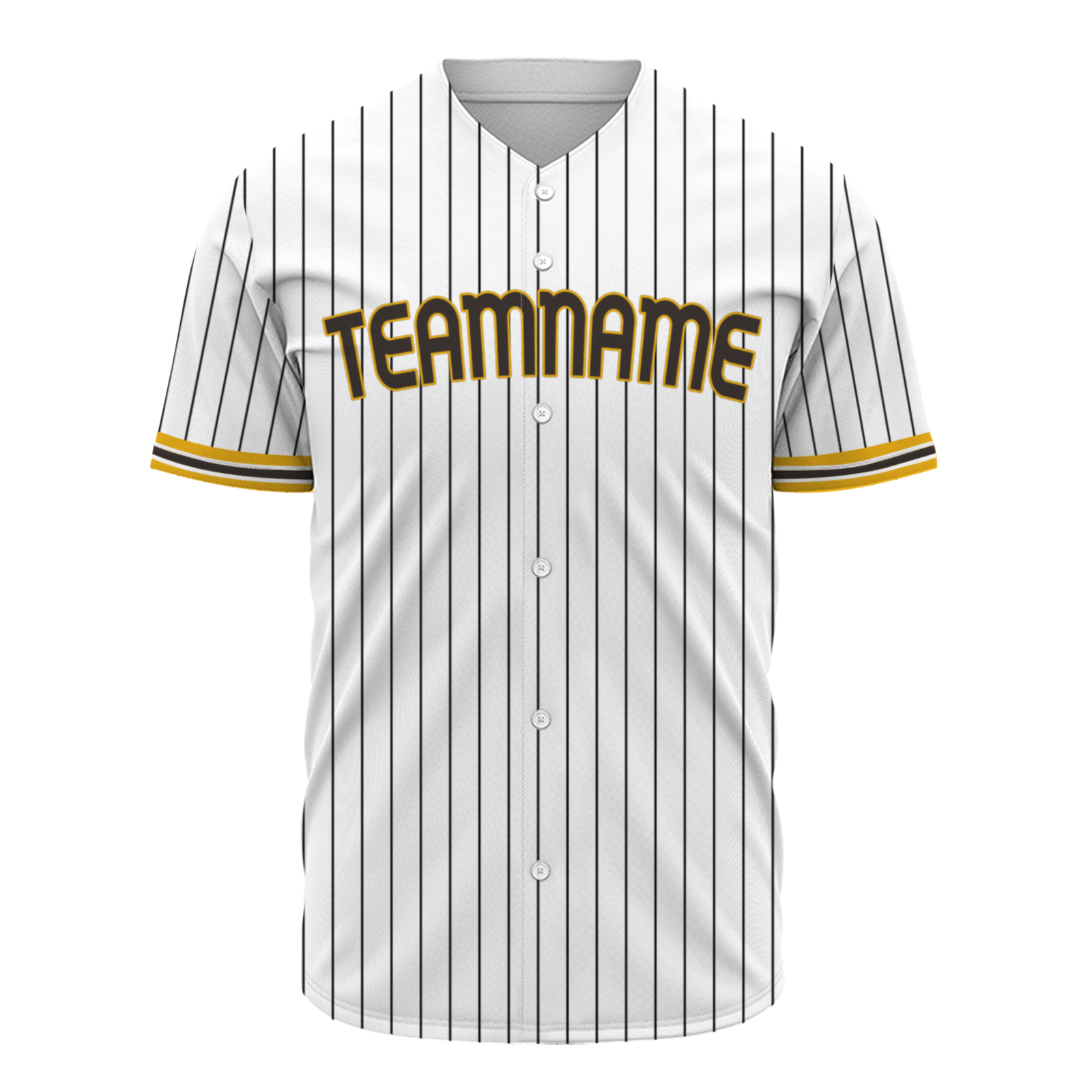 Custom White Yellow Black Stripes Fashion Design Classic Style Button Baseball Jersey