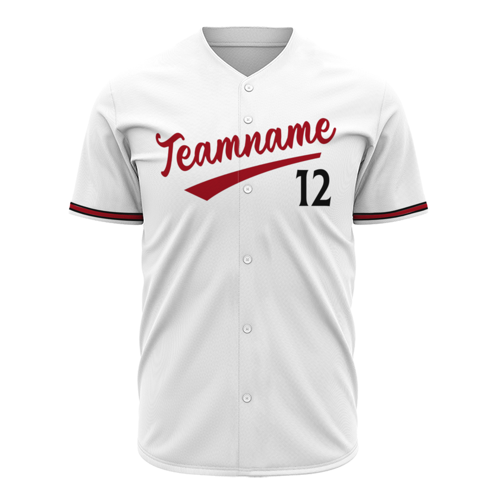 Custom  White Red Black Fashion Design Classic Style Button Down Baseball Jersey